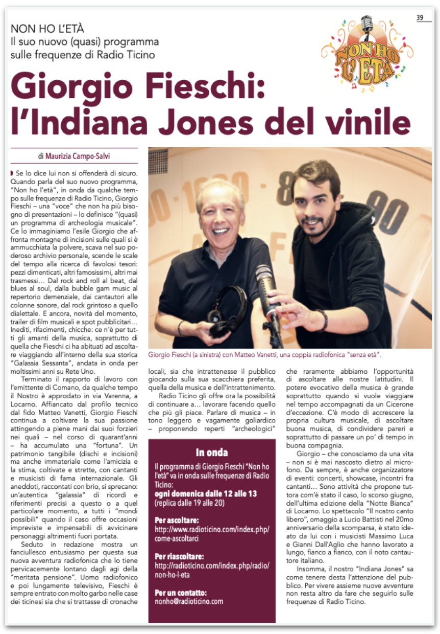 "NON HO L' ETÀ", ARCHEOLOGIA MUSICALE